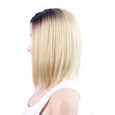 China Gold Bob Wig Heat Resistant Hair High Temperature Fiber Straight Blonde Wigs Bob Style Wigs Ombre Short BOB Straight Popular Nice Design for sale