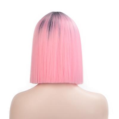 China 2021Nice Saling Bob Style Hair Wigs Cosplay Pink Straight Hair WigsHigh Temperature Fiber Bob Wig No Lace for sale