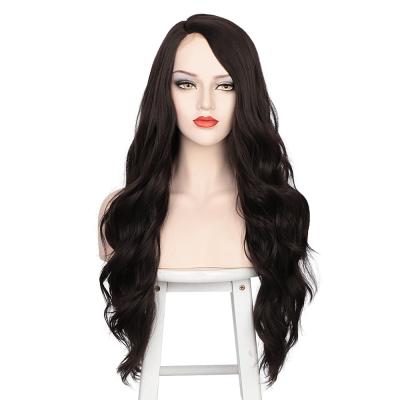 China Long Natural Black Heat Resistant Wavy Body Wave Long Color Synthetic Hair Wigs For Black Women for sale