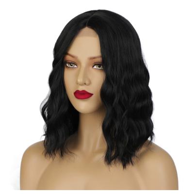 China Wholesale Heat Resistant Synthetic Lace Front Wig For Afro Cheap Long Black Water Wave High Quality Short Wavy for sale