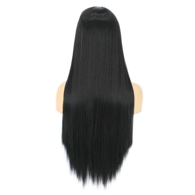 China New Design Wholesale Straight Natural Black Straight Wig Female Superb Synthetic Hair Wigs 28 Inches Long for sale