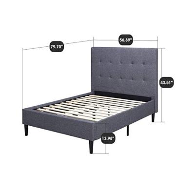 China Latest Queen Size Comfortable Modern Fabric Bedroom Furniture Bed Frames Canvas Designs Double for sale