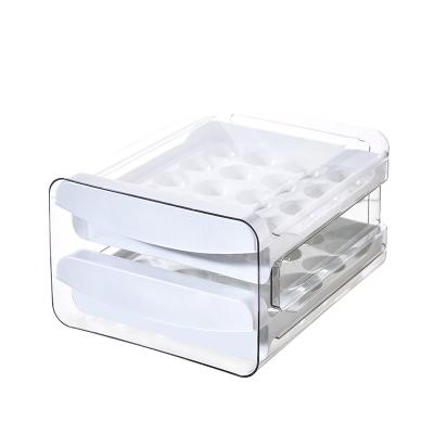 China Viable Hot Type Double Layer Fridge Egg Amazon Fridge Organizer Bins Stackable Drawer Storage Box for sale