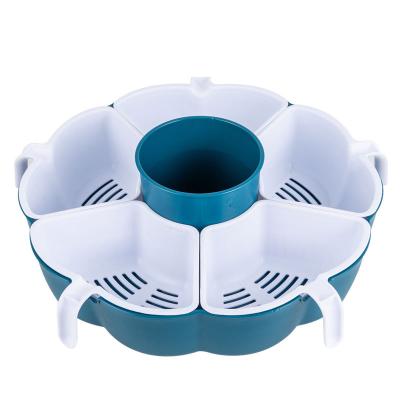 China Hot Selling Lazy Susan Vegetable Fruit Tray Rotating Drain Basket Plastic Serving Tray Viable for sale