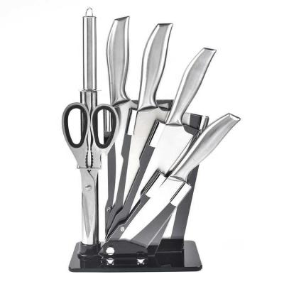 China Viable Acrylic Seven Piece Square Tool Holder Kitchen Stainless Steel Knife Set Kitchen Gift Knife Set for sale