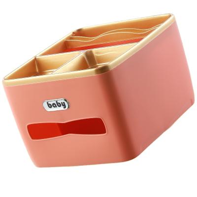 China Household Viable Hot Selling Storage Box With Tissue Dispenser Desktop Plastic Desktop Organizer Plastic Trolley for sale