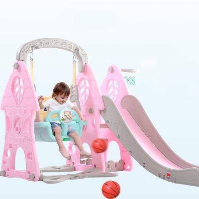 China Updated Kids Mini Playground Indoor Colorful Happy Plastic Slide Swing Set Eco-friendly for sale