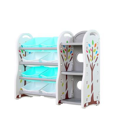 China New eco-friendly plastic indoor kids play storage book shelves set for kids funiture cabinet for sale