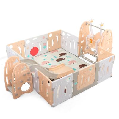 China New Design Modern Plastic Safety Playground Baby Indoor Home Playpen With Swing Slide for sale