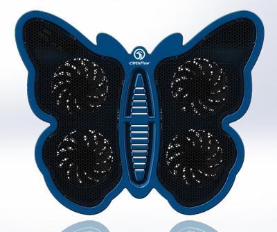 China Blue Modern 17 inch Notebook Cooler , 4 fan laptop cooler Butterfly Design for sale