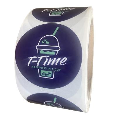 China Custom Printed Waterproof Adhesive Round Roll Circle Brand Logo Sticker With Glossy Film Lamination for sale