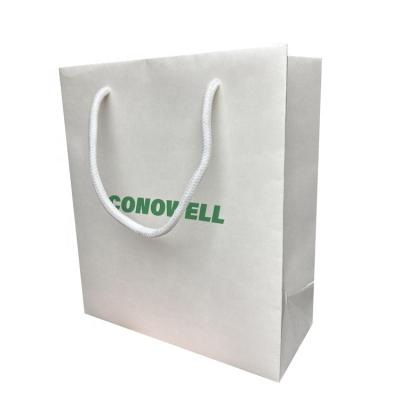 China Recyclable Custom Logo Printed White Kraft Paper Shopping Bag for sale