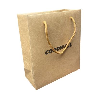 China Recyclable Custom Logo Printed Grocery Shopping Packaging Brown Paper Tote Bag With Handles for sale