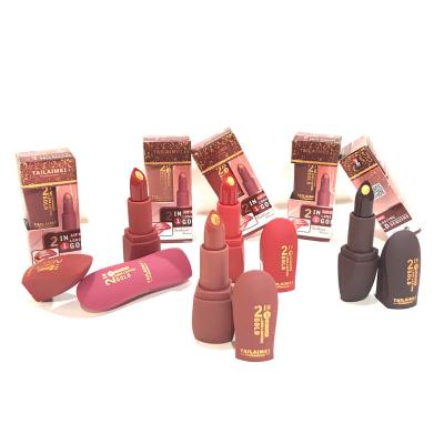 China Sunscreen OEM Makeup Free Sample Private Label Fashion Colors Gold Glitter 2 in 1 Lipstick Wholesale Long Lasting Lipsticks for sale