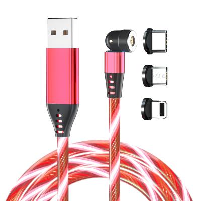 China Wholesale MP3/MP4 Player 3 in 1 Magnetic USB Data Cable 3A Magnet Fast Charging Bending Cable LED Luminous Charging Cables for sale