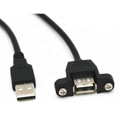 China Data Tansmission screw panel mount 1m 2.0 one male to one usb 2.0 female usb2.0 extension cable cord for sale