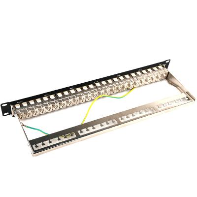 China TELECOM 19 inch 1u full stp ftp shield loaded 24 port rj45 8p8c patchpanel cat 6a cat6a modular patch panel for sale