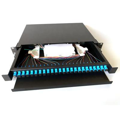 China Telecom Network FTTH 19 Inch 1U Simplex Rack Mounted ODF Drawer slidingType 24 Cores SC FULLY LOADED Fiber Optic Patch Panel for sale