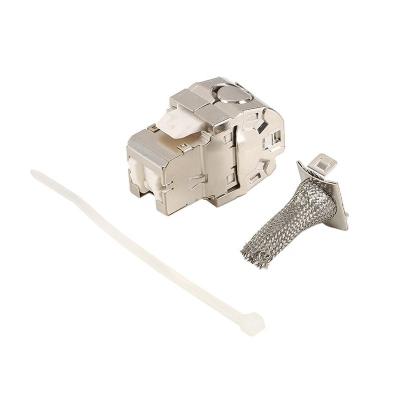 China Telecom communication OEM toolless zinc alloy stp 10gigabit jack 180degree cat6a modular jack 180degree cat6a stp rj45 trapezoidal jack for sale