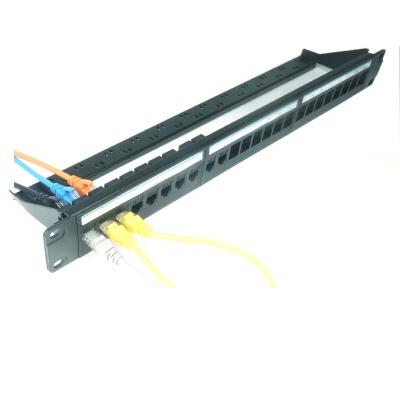 China TELECOM 19inch 1u 24 port 24 core rj45 utp cat 6a cat6a coupler jack modular integrated patch panel for sale