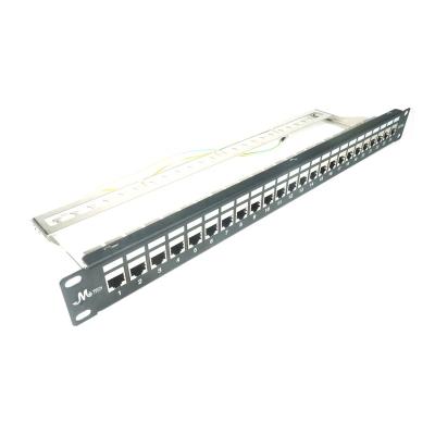 China TELECOM Ethernet rack 19 inch 1u shielded 24 ports rj45 PP5/PP6 cat6 port modular coupler patch panel integrated keystone for sale