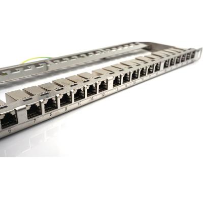 China TELECOM silver stainless ethernet 0.5 u shielderj45 19 coupler cat 6 integrated toolless patch panels for sale