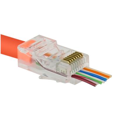 China TELECOM Ethernet fu plating 23 gold plating 23 connector cat6 cat5e cat5 CAT 24awg 6 pass through rj45 8p8c plug modular connectors for sale