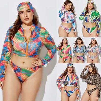 China 2020 New Swimsuit Breathable Conservative Printed Bikini Ladies Split Long Sleeve for sale