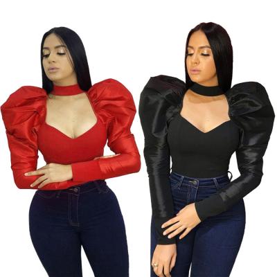 China Boutique E92103 anti-shrink clothing women shape solid color tops plus size fitness sexy women jumpsuit fashionable upwear for sale