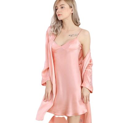 China Breathable High Quality 100% Silk Satin Kimono Robe Sets New Design Silk Nightgown Wholesale for sale