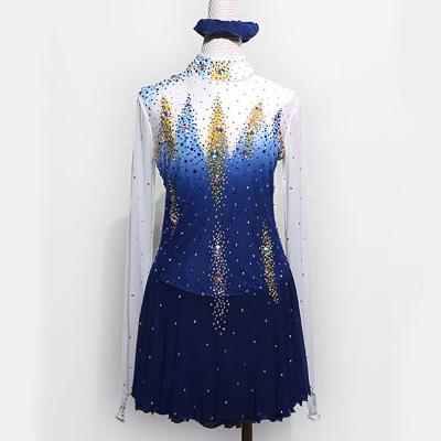 China Figure Skating Sets Dress Women Girls Ice Skating Dress Rhinestone Long Sleeve Ice Skating Figure for sale