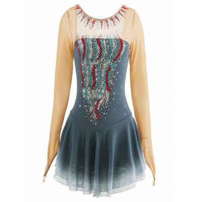 China Figure Skating Dress Girls Performance Wear Waltz Dress Competitive Figure Skating Dance Dress Sets for sale