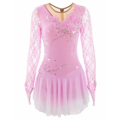 China Dresses Lace Skating Dress Rhinestones Figure Skating Dress Handmade Girls Skating Dance Wear Costume for sale