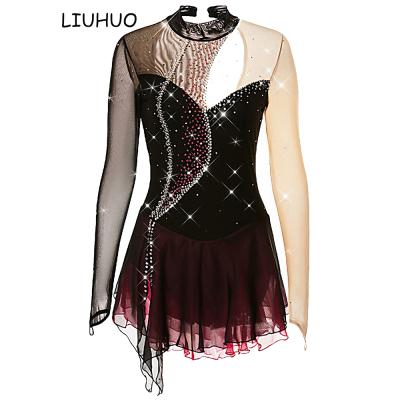 China Figure Skating Sets Dress Womens Girls Ice Skating Dress Different Color Sleeves Competition Dress for sale