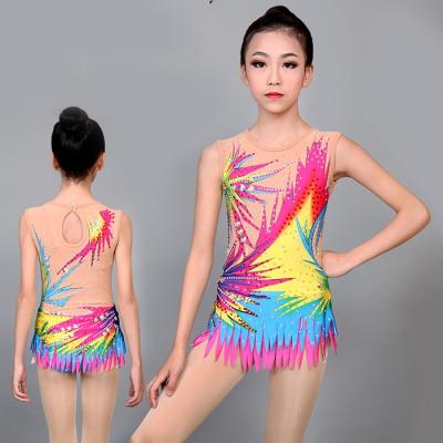 China LIUHUO Rhythmic Gymnastics Suits Squares Competition Ballroom Dance Costumes Ice Skating Dancer Tights for sale