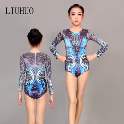 China Dress Up Kids Rhythmic Ballet Long Sleeves Ballet Spandex Competition Gymnastic Dancer Tights for sale