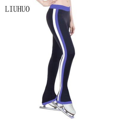 China Dresses Wholesale Figure Skating Training Pants Stylish Stripes Ice Skating Pants Training Suits for sale