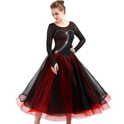 China Dresses Women's Performance Lace Milk Fiber Lace Up Long Sleeve Natural Ballroom Dance Dresses for sale