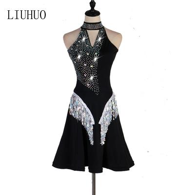 China Latin Ballroom Dance Dress Woman Custom Dance Dresses Adult Latin Skirt Dress Backless Latin Dress for sale