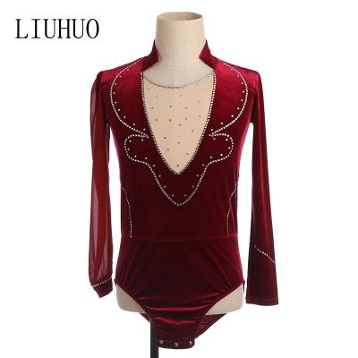 China Anti-Wrinkle WDC Dance Competition Sets LIUHUO Velvet Type Latin Dance Tops Wear For Men for sale