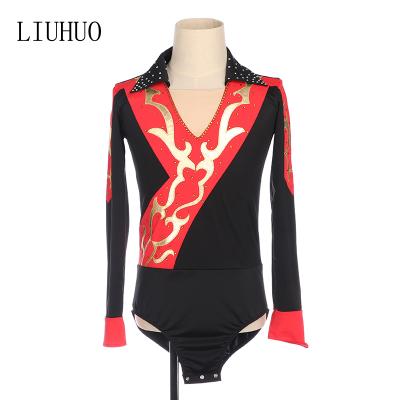 China Latin Ballroom Dance Shirts Mens Boys Clothes Sets For Salsa Kids Performance Clothing Competition Samba Latin Dance Top for sale