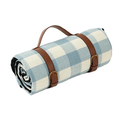 China Large Size Picnic Woven Plaid Picnic Blanket Acrylic Outdoor Waterproof Target 200*200cm Blanket Picnic Mat With Leather Strap for sale