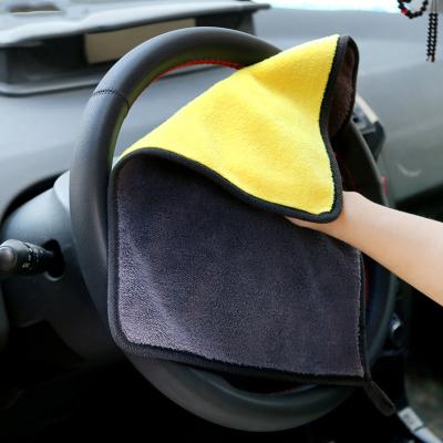 China Durable 800GSM 30x60cm Super Water Absorbent Double Sided Thick Microfiber Coral Fleece Car Seat Wash Cleaning Cloth Towel for sale