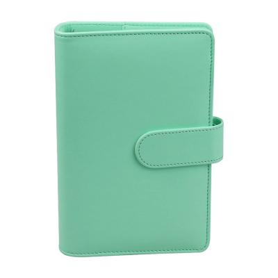 China A6 Magnetic Leather Refillable Round Notebook PU Notebook Diary Personal Planner 6 Ring Binder Cover Loose-Leaf Macaron for sale