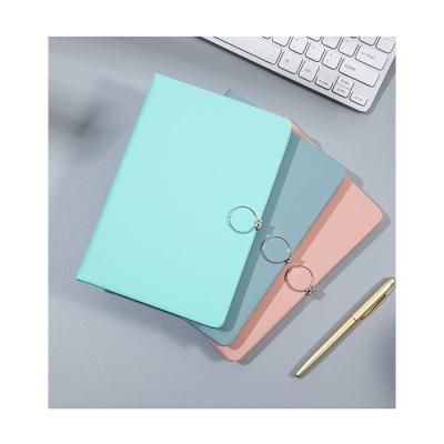 China Leather Notebook with Thread Sewing New Design College Neat Notebook Journal Logo Leather Binder Custom Hard Cover with Lock for Students Office Writing for sale