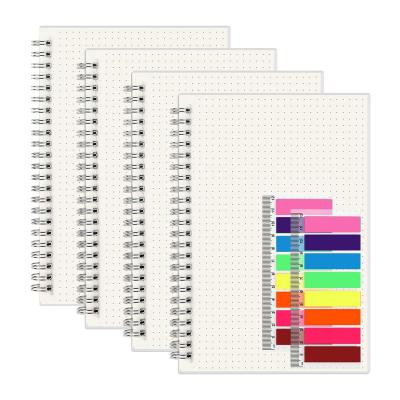 China 4Pcs Spiral A5 160 Pages Spiral Bullet Dot Grid Notebook Dotted Journal with 2pcs Page Markers for School Supplies for sale