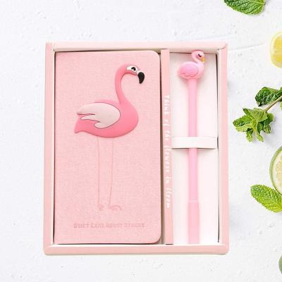 China 2022 Printed Flamingo Diary Notebooks Set With Pen Office School Stationery Gifts For Girls Creative Notepads for sale