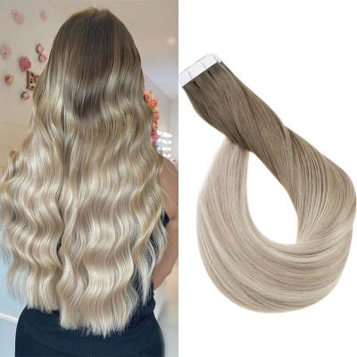 China 100% Natural Straight Kinky Curly Drawn Ombre Hair Extension Mini Tape In Human Hair Russian Injection #18 Virgin Hair Double Bundles for sale