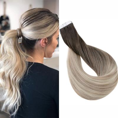 China 100% Virgin Hair Bundles No Shed 5A Adhesive Russian Transparent 22 28 Ash Blonde Balayage Omber Color 40 Inch Virgin Tape In Hair Extensions for sale