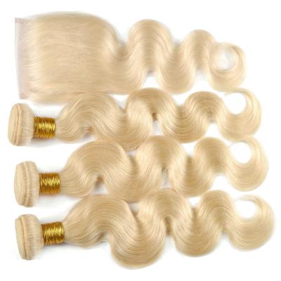 China 613 Brazilian Virgin Human Hair Blonde Body Wave Human Hair Extension Wholesale Bundles for sale